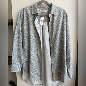 LOFT Blue Floral Button Down Shirt Jacket Shacket NWT Medium